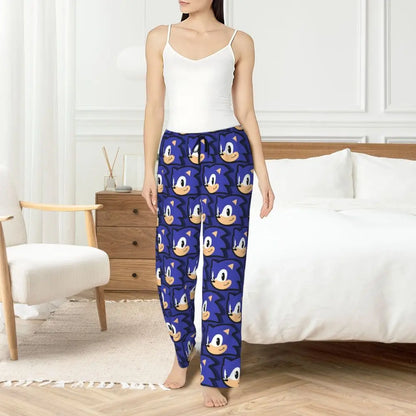 Custom Printed Womens Soniced Pajama Pants Hedgehog Game Sleepwear Sleep Lounge Bottoms with Pockets