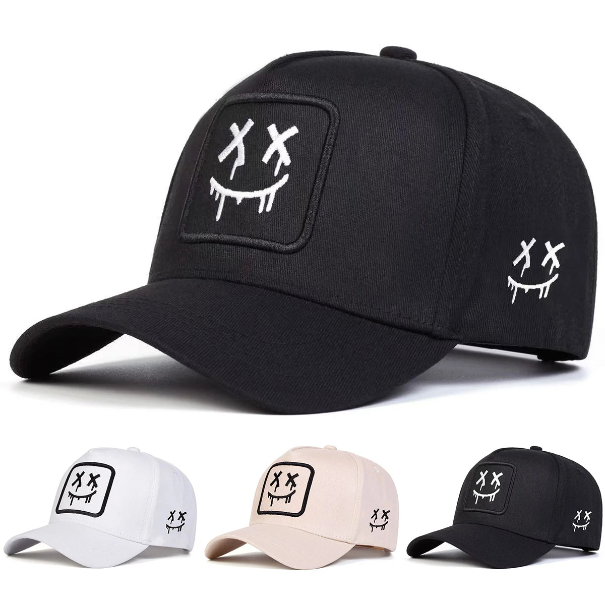 Unisex XX Smiling Face Embroidery Baseball Caps Spring Autumn Outdoor Adjustable Casual Hats Sunscreen Hat Sports Cap