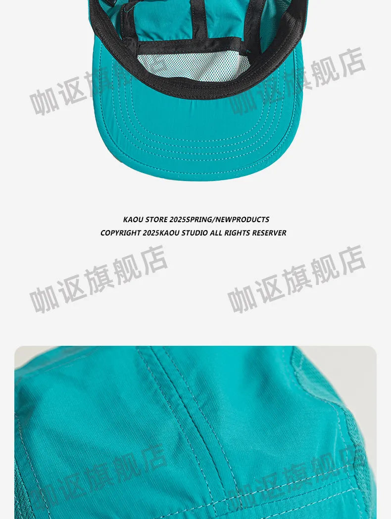 Summer quick-dry baseball cap, retro flat brim, unisex, sun protection, sports mesh cap, trendy