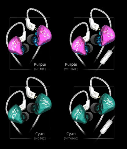 Écouteurs intra-auriculaires KZ ZSTX 1BA 1DD hybrides, câble détachable plaqué argent, écouteurs filaires HiFi pour la musique et les jeux