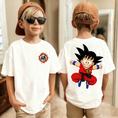 Anime Dragon Ball Cosplay T-Shirt Cotton Short Sleeve Tops Casual Loose Retro T-Shirt Men Women Family Matching Summer Outfits