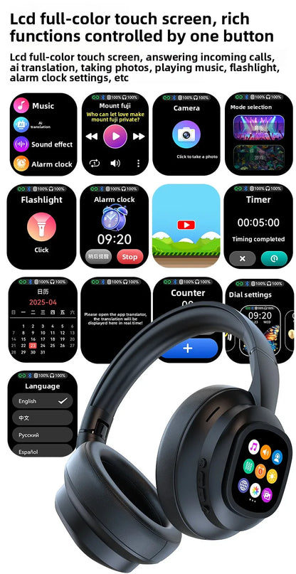 Auriculares HYUNDAI X1PRO inalámbricos Bluetooth 6.0 con traducción por IA – Más de 100 idiomas, control táctil, pantalla LED y cancelación de ruido