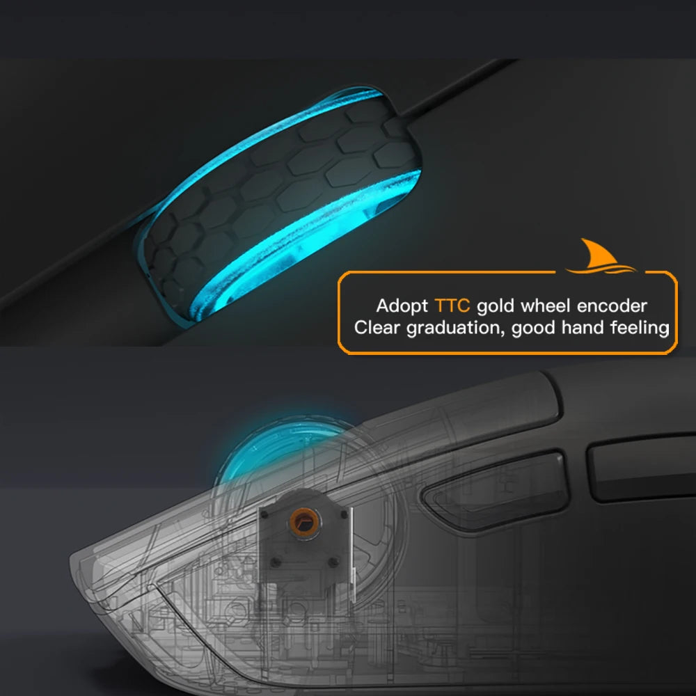 Rato Gaming Darmoshark M3Pro 2.4G BT sem fios Tri-Mode, sensor PAW3395, N52840, 26000DPI, rato com driver macro para mãos grandes e gaming