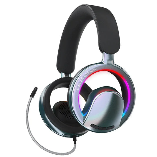 Casque de jeu sans fil à oreilles libres avec éclairage RGB, Bluetooth 6.0 à faible latence, micro détachable, batterie 20H, haut-parleur audio 40mm
