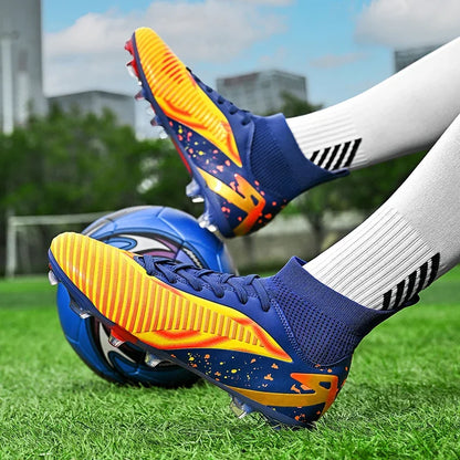 Chaussures de football pour hommes, chaussures de sport, chaussures de futsal à tige haute, chaussures de football de haute qualité pour l'intérieur, antidérapantes, pour l'entraînement en extérieur, crampons ultra-lég