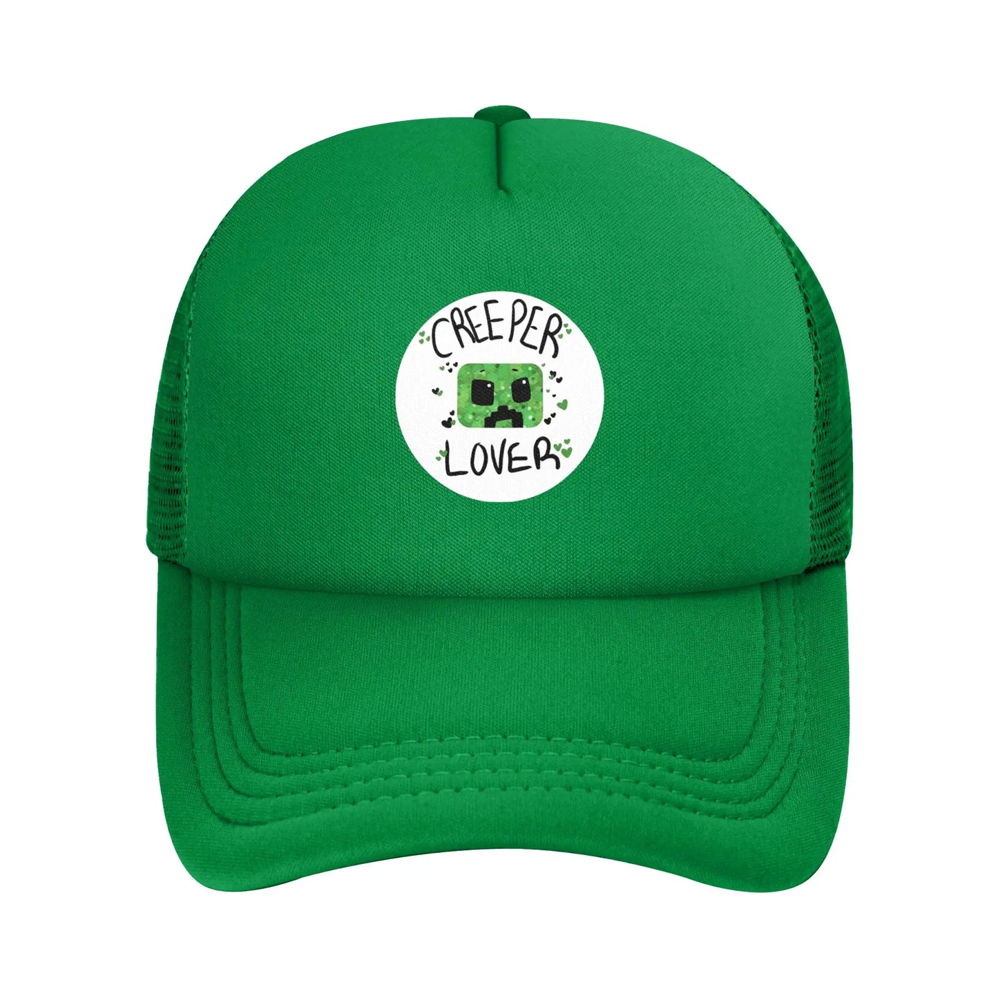 blocky adventurer discover a Creepers monster behind him Trucker Cap Sun Hats Cap Adjustable Snapback Caps Mesh Baseball Cap