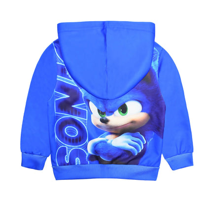 Unisex Child Sonic the Hedgehog Costume Hoodie Hooded Sweatshirt Blue Top for Halloween Cosplay Party Costumes