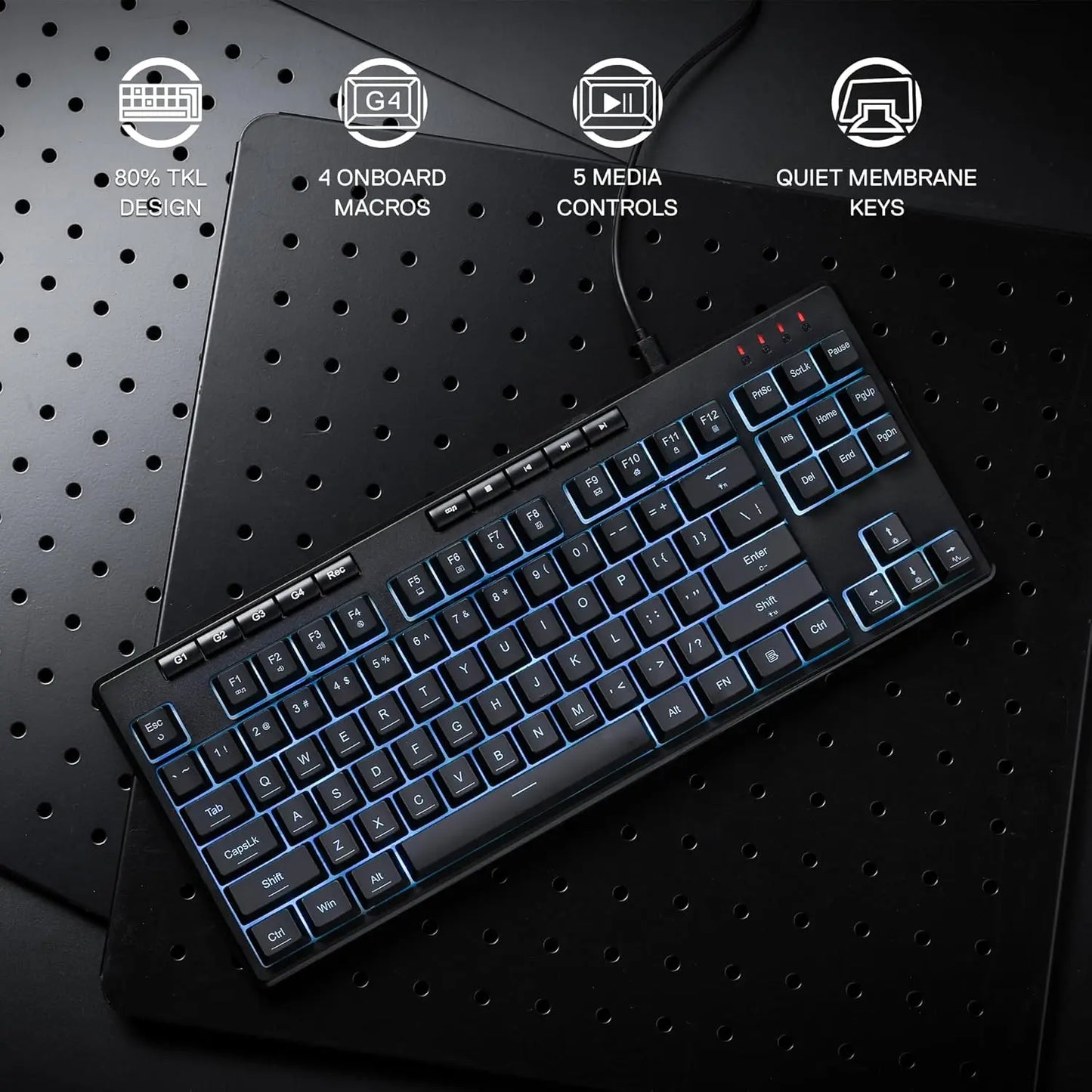 Redragon K516 Shiva TKL Wired RGB Membrane Gaming 87 Keys Mechanical-Feel Keyboard, Smooth Linear Switch