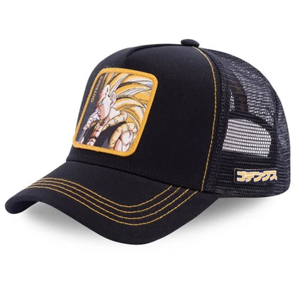 Czapka z motywem Dragon Ball Son Goku – letnia czapka podróżna z daszkiem, męska czapka z haftem w stylu hip-hopowym, z daszkiem przeciwsłonecznym, regulowana czapka typu trucker z siateczką