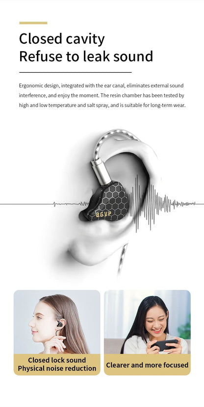 BGVP Scale 2DD In Ear Monitor Earphone 6D Sound Effects Gaming Headset HiFi Wired Headphones Bass Stereo Earpiece Music Earbuds