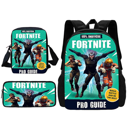 Mochila Escolar Infantil com Mala de Ombro e Estojos para Lápis, Malas Escolares com Design Hot Game-F-FortniteS para Rapazes e Raparigas, Melhor Presente