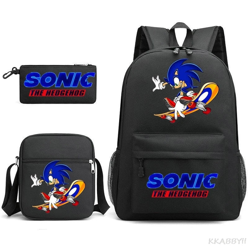 Sonic Backpacks Student School Bags for Teen Men Women Tote Bag Clutch Pocket Nylon Backpacks Travel Mochilas