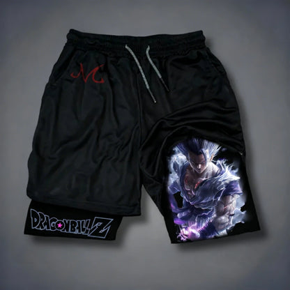 Dragon Ball Son Goku 2026 Men's Quick-Drying Double-Layer Gym Shorts Summer Fitness Sports Y2K Style Fake Two-Piece Pants