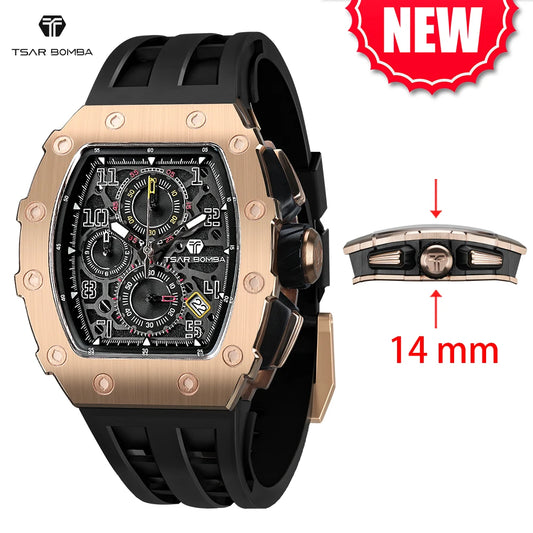 TSAR BOMBA New TB8204 Watch for Men, Japan Quartz Chronograph, 50M Waterproof Wristwatch, Fashion Sport Clock, Luxury Gift