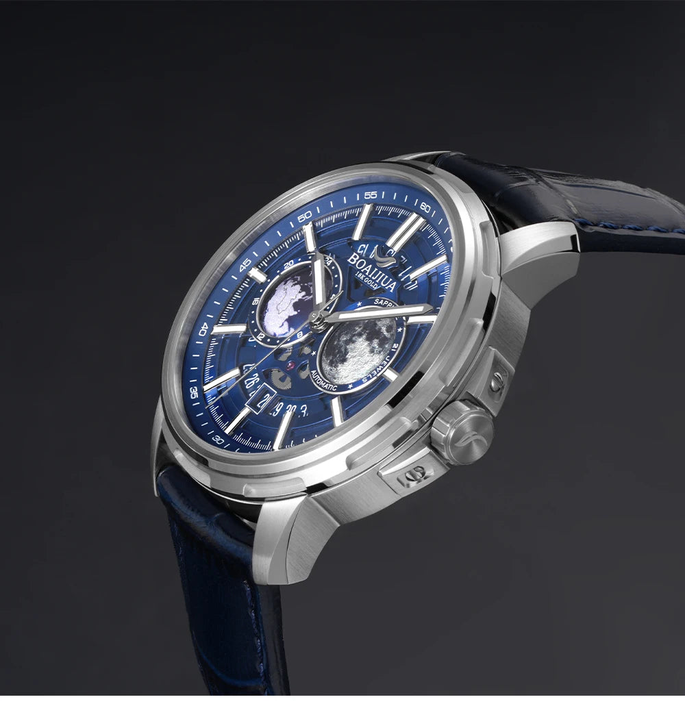 BORIAGE(BOAIJIUA) Orologio meccanico da uomo completamente automatico, design originale, impermeabile e luminoso