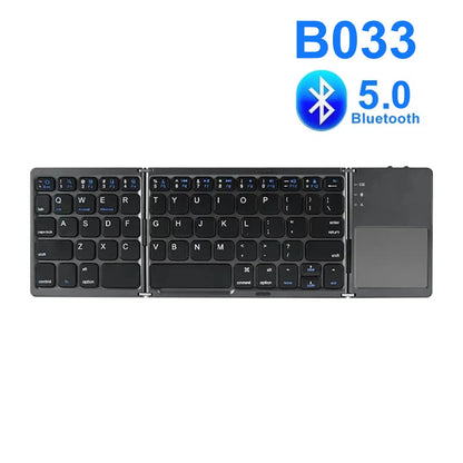 Dreifach faltbare Bluetooth-Tastatur mit Touchpad – tragbare Mini-Tastatur, wiederaufladbare kabellose Tastatur für Windows, Android und iOS