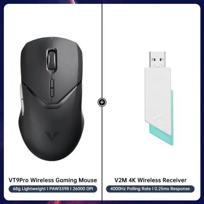 Rapoo VT9PRO PAW3398 безжична геймърска мишка 68g, кабелна, програмируема, ергономична, 26000DPI, презареждаема чрез Type C, аксесоар за PC геймъри