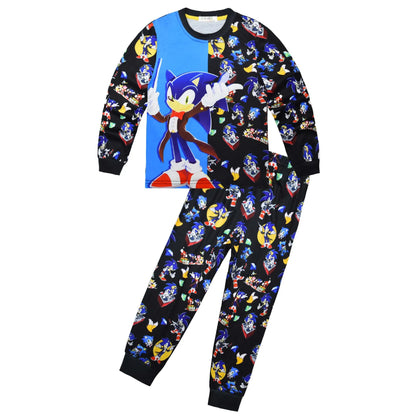 Long sleeved new set Super Sonic mid size children's long sleeved+long pants set Shadow the Hedgehog children's underwear gift