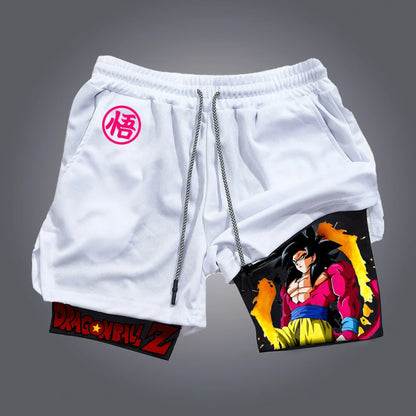 2026 Summer Dragon Ball Z Ultra Instinct Goku&Shenron Print Shorts Men's Breathable Double Layer Gym Workout Shorts Casual