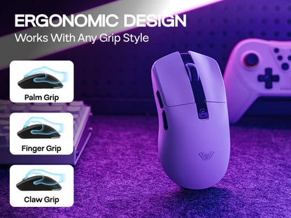 AULA SC590 PRO kablet/Bluetooth/2.4GHz trådløs gamingmus 20000 DPI og PAW3311-sensor med 1000 polling rate til Win/Mac/gaming