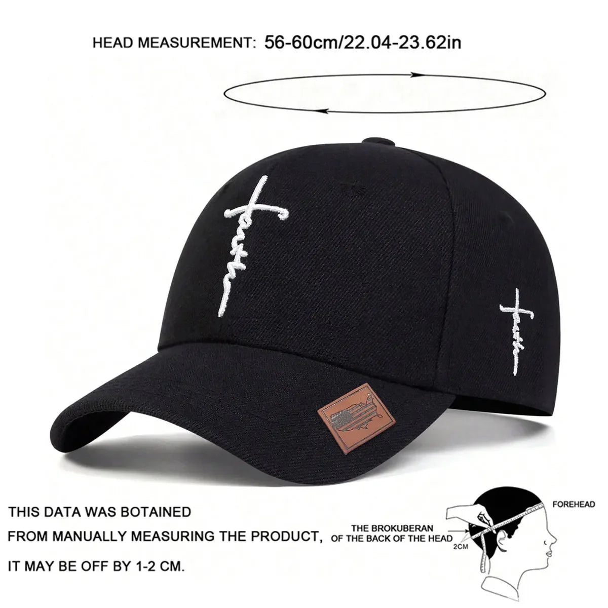Unisex Letter Cross Embroidery Baseball Caps Outdoor Adjustable Spring and Autumn Casual Sunscreen Hat