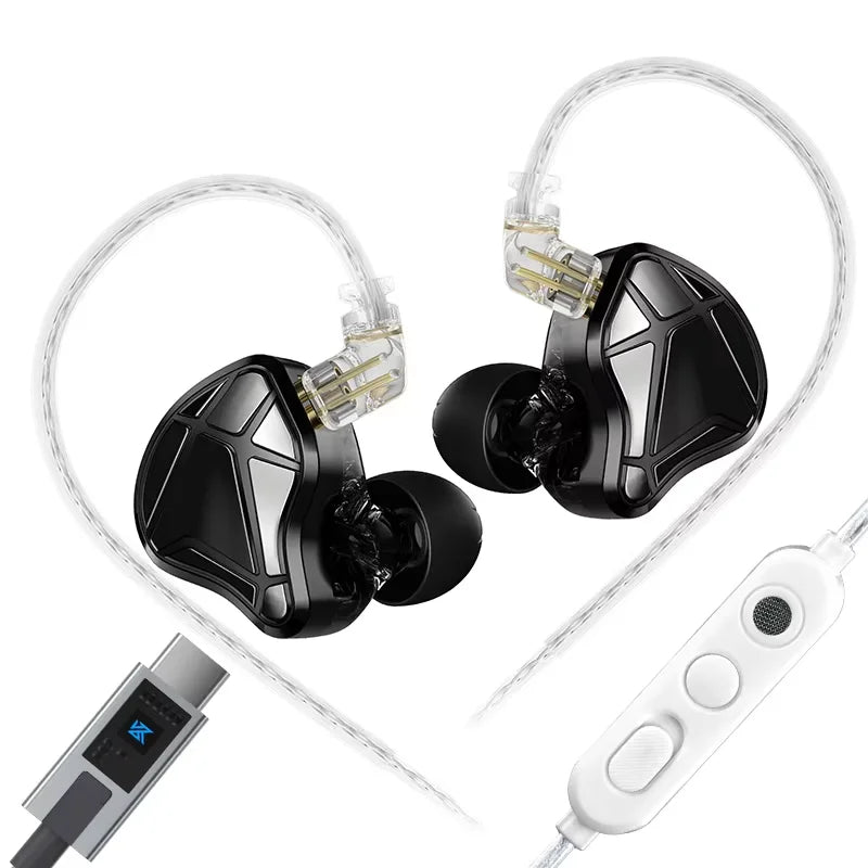 KZ Nouveaux écouteurs intra-auriculaires Axas FPS pour le jeu, avec DSP réglable professionnel, réduction de bruit, câble 2 broches détachable, écouteurs ergonomiques pour e-sport