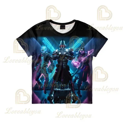 T-shirt cartoon per ragazzi e ragazze Fortnite Battle Royale 3D, 3-14 anni, Victory Royale, top da gioco per bambini e adolescenti