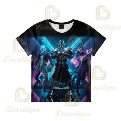 T-shirt cartoon per ragazzi e ragazze Fortnite Battle Royale 3D, 3-14 anni, Victory Royale, top da gioco per bambini e adolescenti
