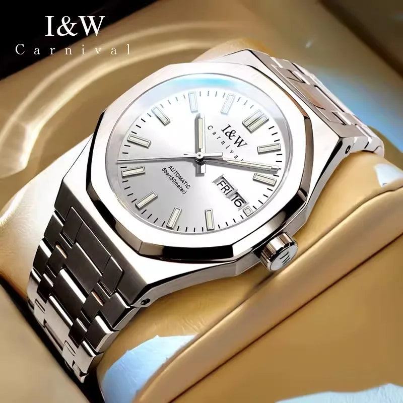 CARNIVAL Men's Mechanical Watch Brand Luxury Sapphire NH36 Movement Automatic Wrist Watches 50m Waterproof for Men