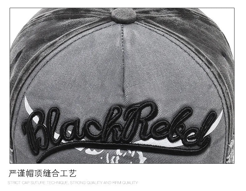 Vintage Embroidery Letter Bull Washed Baseball Cap, Retro Sun Hat for Men Women, Casual Hip Hop Peak Cap