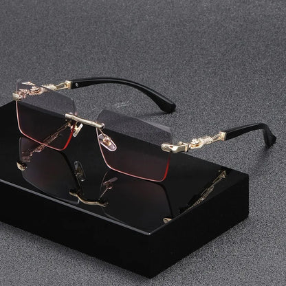Occhiali da sole rettangolari senza montatura alla moda per donna e uomo, occhiali da sole di lusso, occhiali da sole quadrati per donna e uomo, occhiali da spiaggia e da viaggio