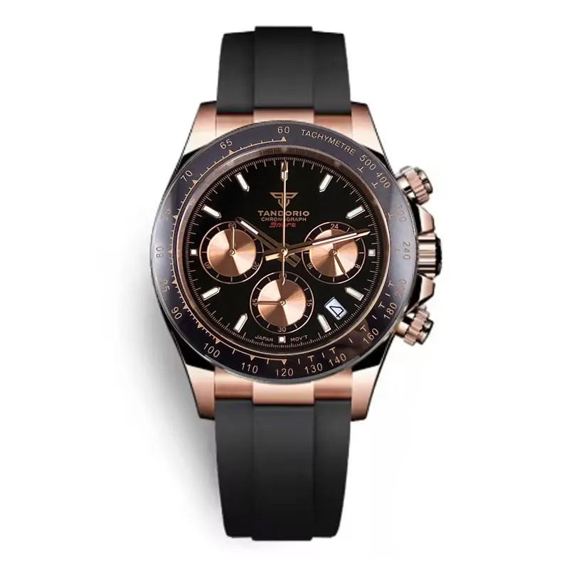 Reloj de lujo para hombre VK63 con movimiento de cuarzo, cronógrafo de negocios, 39mm, acero/oro rosa, fecha, esfera luminosa y cronógrafo completo