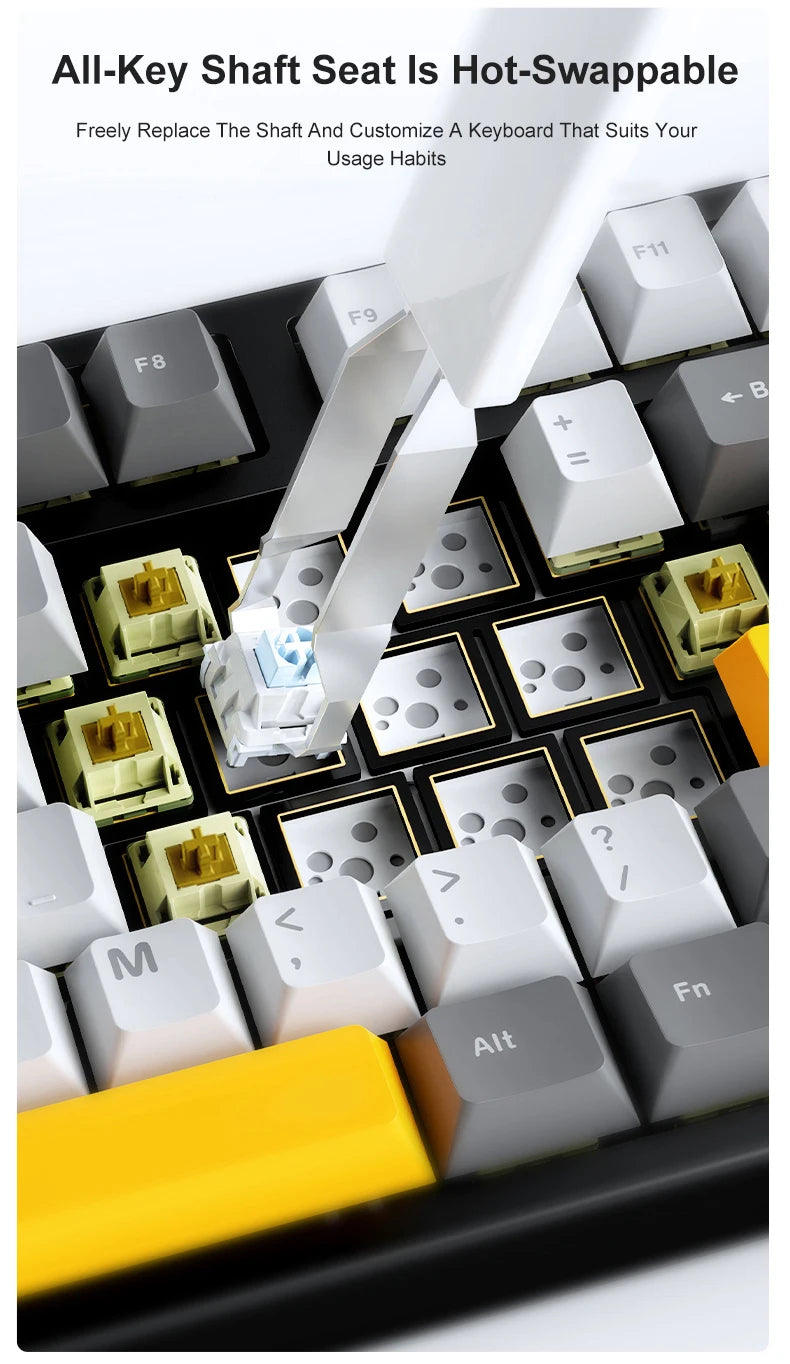 Neue AJAZZ AK35I V3 MAX Tri-Mode kabelgebundene Bluetooth-Wireless-Gaming-Tastatur mit Gasket-Struktur, Full-Key-Hot-Swap, 104 Tasten, individuell anpassbare Tastatur