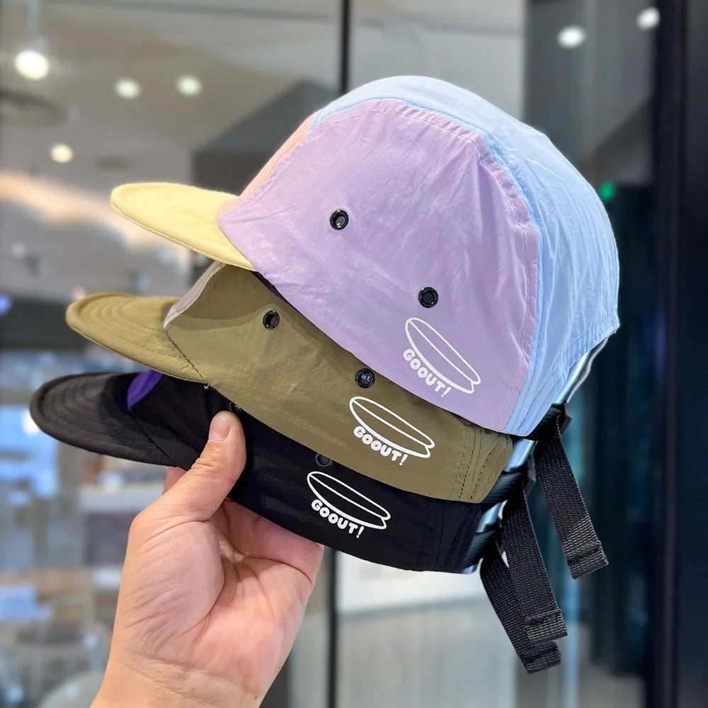 5 Panel Short Brim Embroidered Baseball Cap - Ladies' Sun Hat, Quick Dry Breathable Mesh, Lightweight, Stylish Versatile Cap