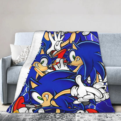 Shadow Game Blanket Soniced Cartoon Flannel Throw Blankets Summer Air Conditioning Decoration Lightweight Bedspreads