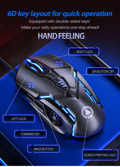 UTHAI G5 Six key 3200PDI wired illuminated gaming mouse, e-sports mechanical mute computer accessories