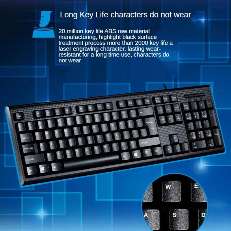 Q9 Einzelne Tastatur, USB-Square-Mouth-Anschluss, für Business, Büro und Zuhause, PS2-Rundanschluss, kabelgebunden, für Desktop-Computer
