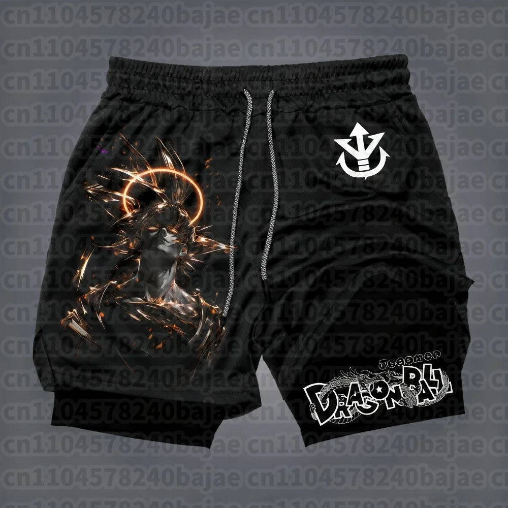 2026 Dragon Ball Animation Peripheral Double-layer Shorts American Men's Trend Fashion Breathable Loose Sports Pants