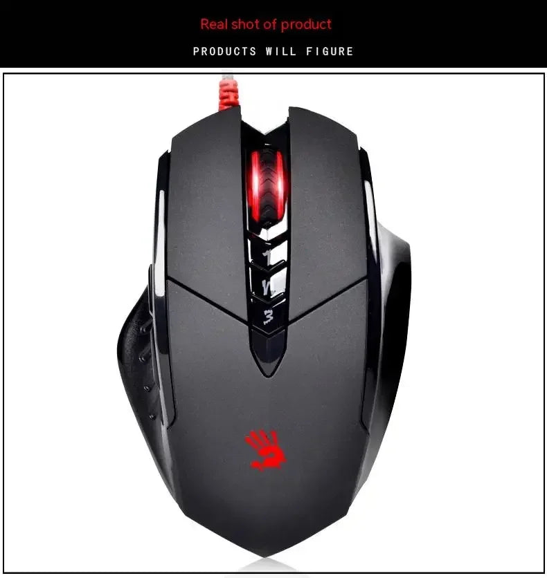 Rato com fios Bloody V7M RGB, leve, design ergonómico, 4000 dpi, para PC, escritório, e-sports e gaming, com programação de macros para CF, LOL e CS