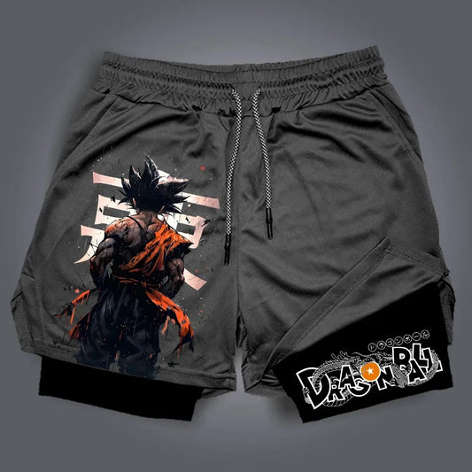 Dragon Ball Goku Unisex Harajuku Anime Printed 2026 Summer New Product Loose Sports Breathable Quick Drying Double Layer Shorts