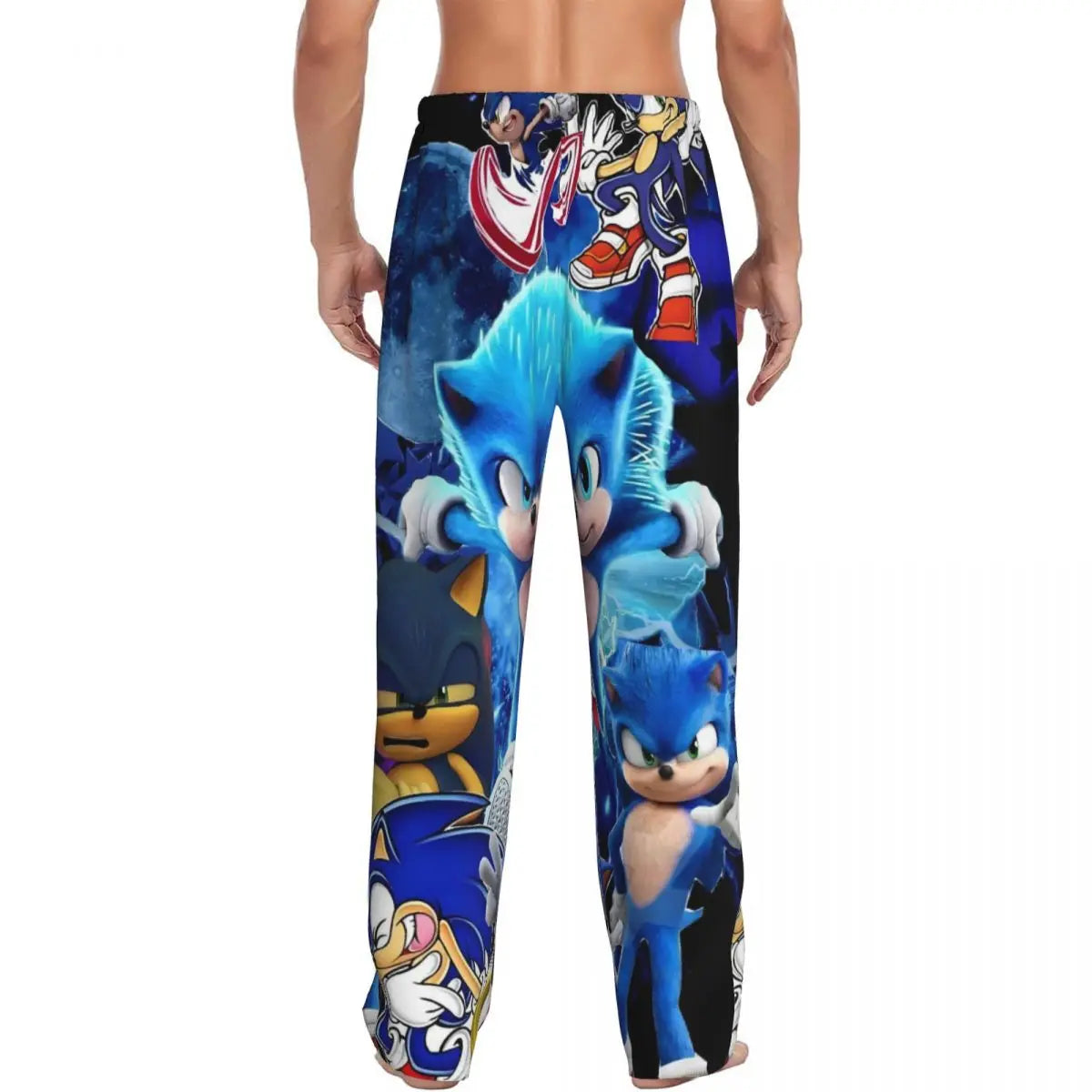 Custom Print Men's Soniced Pajama Pants Hedgehog Game Sleepwear Sleep Lounge Bottoms with Pockets
