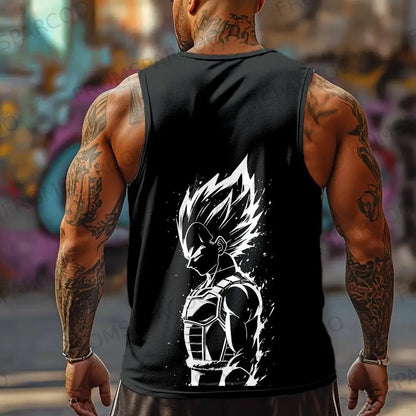 Goku Fitness Training Vest Sleeveless Cotton Tank Top Round Neck Workout Running Light Sports Casual Fashion