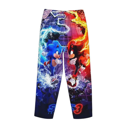 Custom Printed Womens Soniced Pajama Pants Hedgehog Game Sleepwear Sleep Lounge Bottoms with Pockets