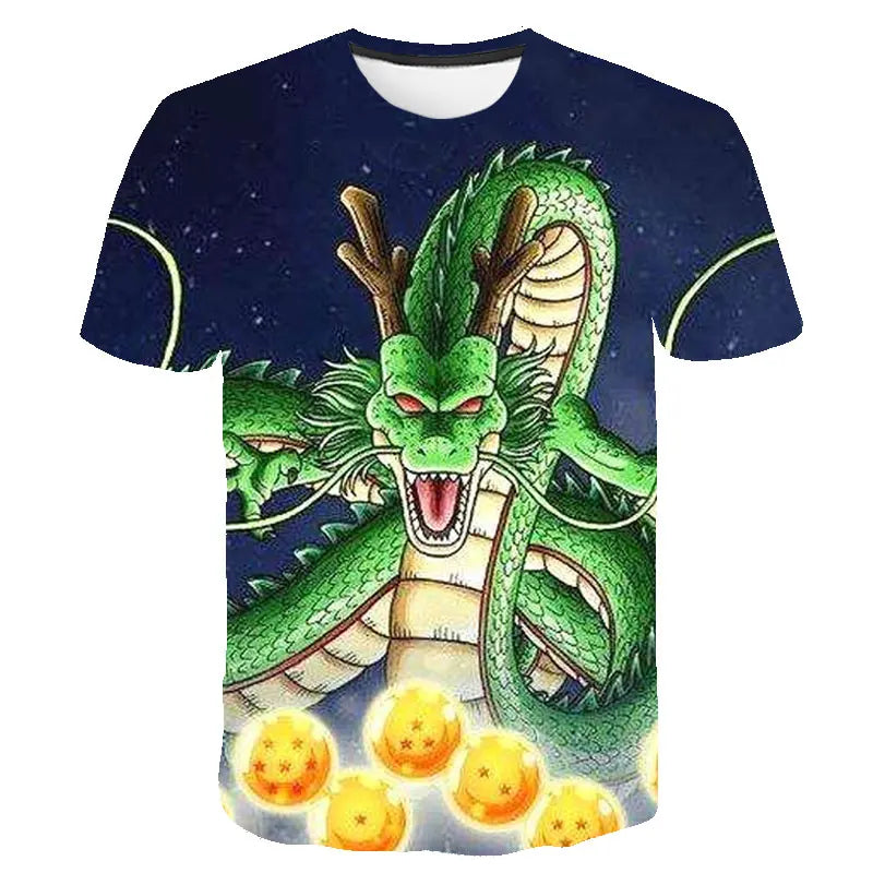 T-shirt Dragon Ball para Criança, Top Tee Anime Figures Son Goku Super Saiyan, T-shirt para Rapaz, Roupa Infantil de Verão de Manga Curta