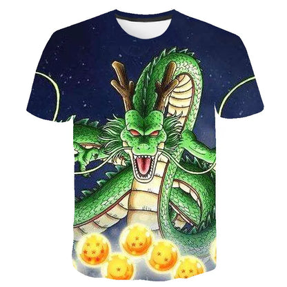 T-shirt Dragon Ball para Criança, Top Tee Anime Figures Son Goku Super Saiyan, T-shirt para Rapaz, Roupa Infantil de Verão de Manga Curta