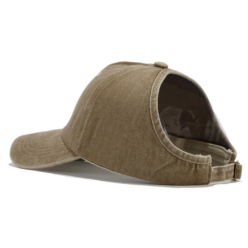 1pc Retro Washed Little Heart Embroidered Ponytail Baseball Cap  for Women,Outdoor Sports Adjustable Women's Cap for Daily Wear