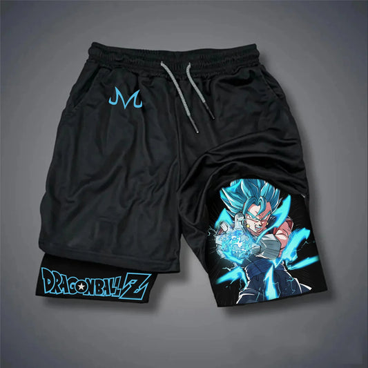 Dragon Ball Peripheral Printing Double-layer Shorts GOKU 2025 American Sports Comfortable Summer Men's Loose Breathable Pants