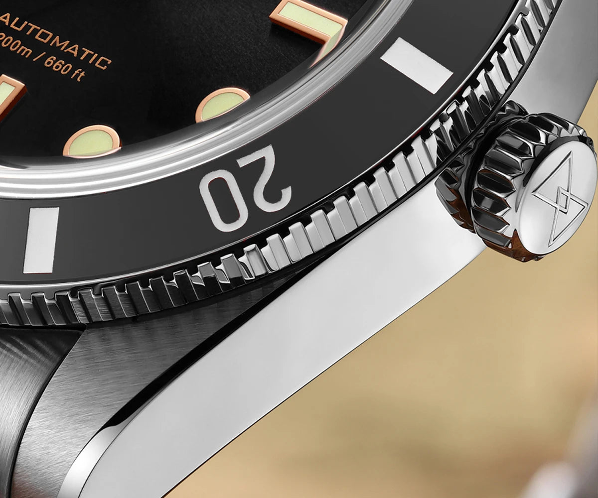 Cronos Luxury Men's Watches 37mm Diver BB54 Vintage Automatic Matt/ Aluminum Bezel Female End Links Sapphire 20 Bar L6033 M