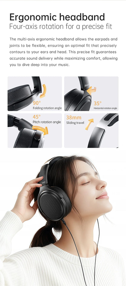 Cuffie audiophile planari magnetiche FiiO JT7 – Headset HiFi cablato over-ear con driver 95x86mm, archetto regolabile, cavo 4.4mm/3.5mm