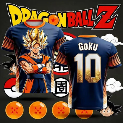 Dragon Ball Son Goku Cartoon Jersey Personality 2D Summer Quick Drying T-shirt Short Sleeve Top Animation Peripheral Wholesale